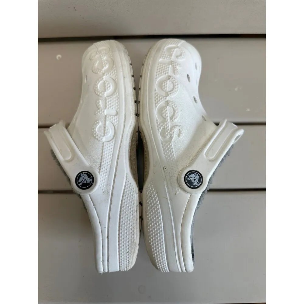 Crocs Baya Lined White Sherpa Lined Slingback Comfy Clogs M6 W8 - Image 5