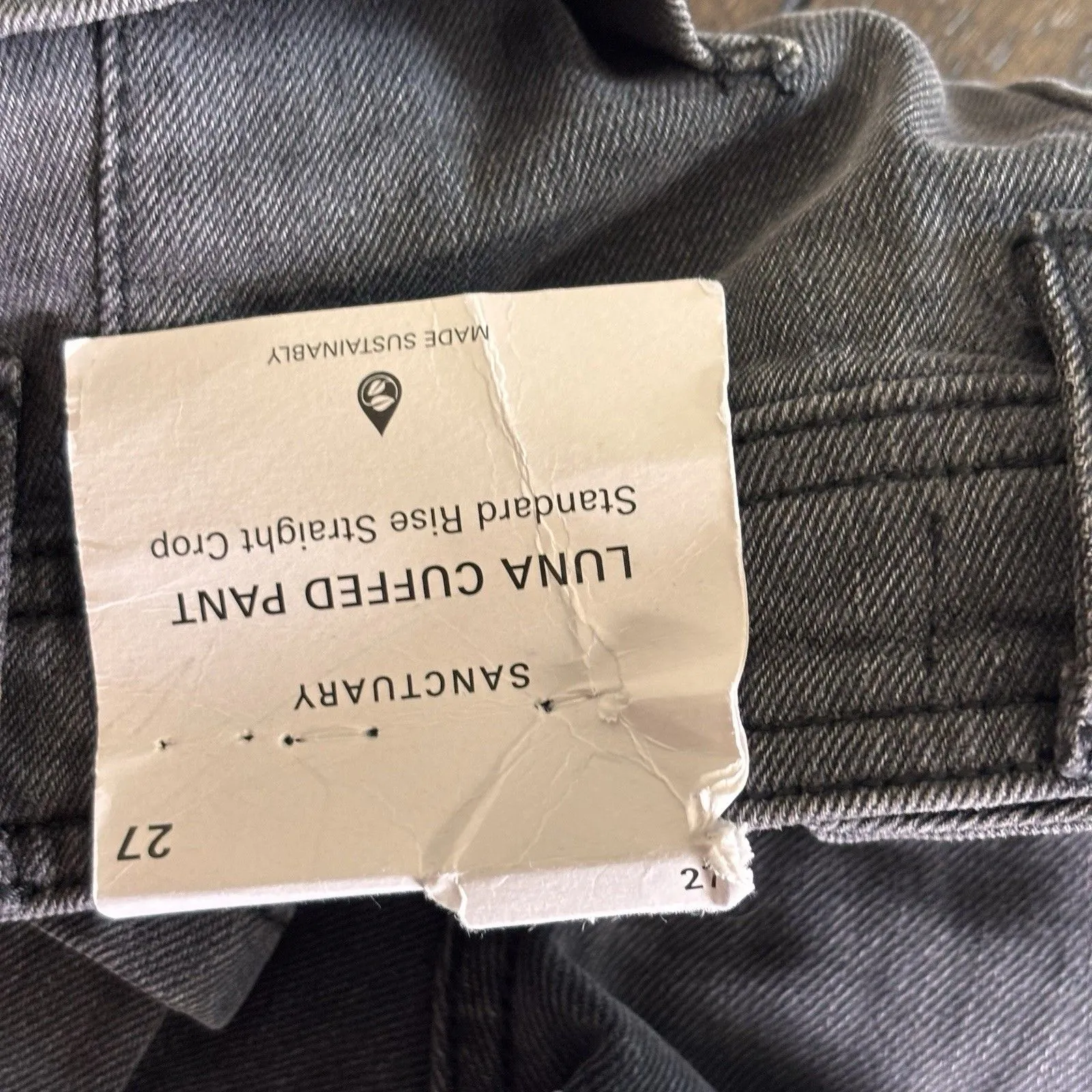 Sanctuary DKSM Luna Cuffed Pants Standard Rise Straight Crop 27 NWT Button Fly - Image 11