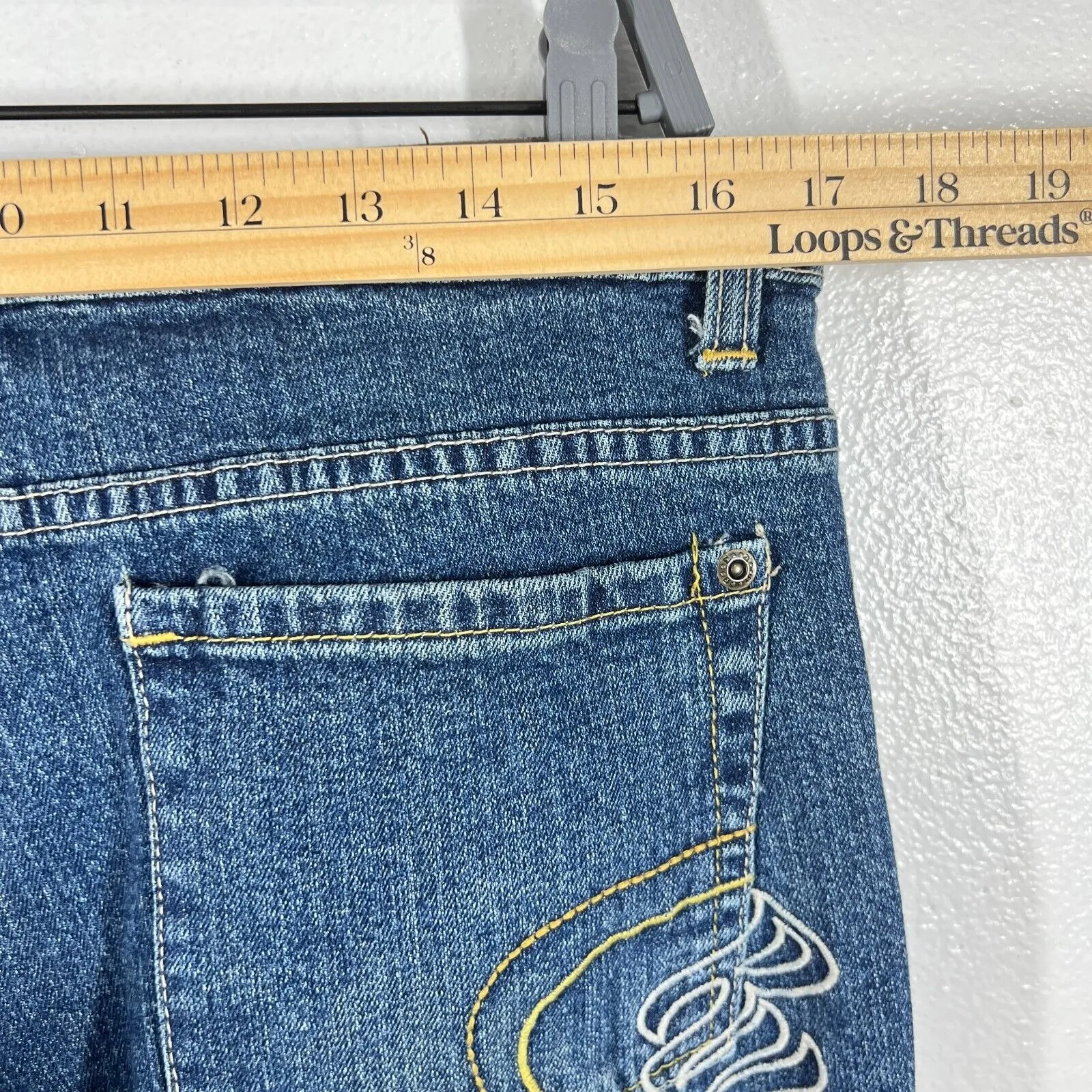 RocaWear Jeans Womens 13 Bootcut‎ Zipper  Pockets Flare Wide Red Logo Y2K Retro - Image 7