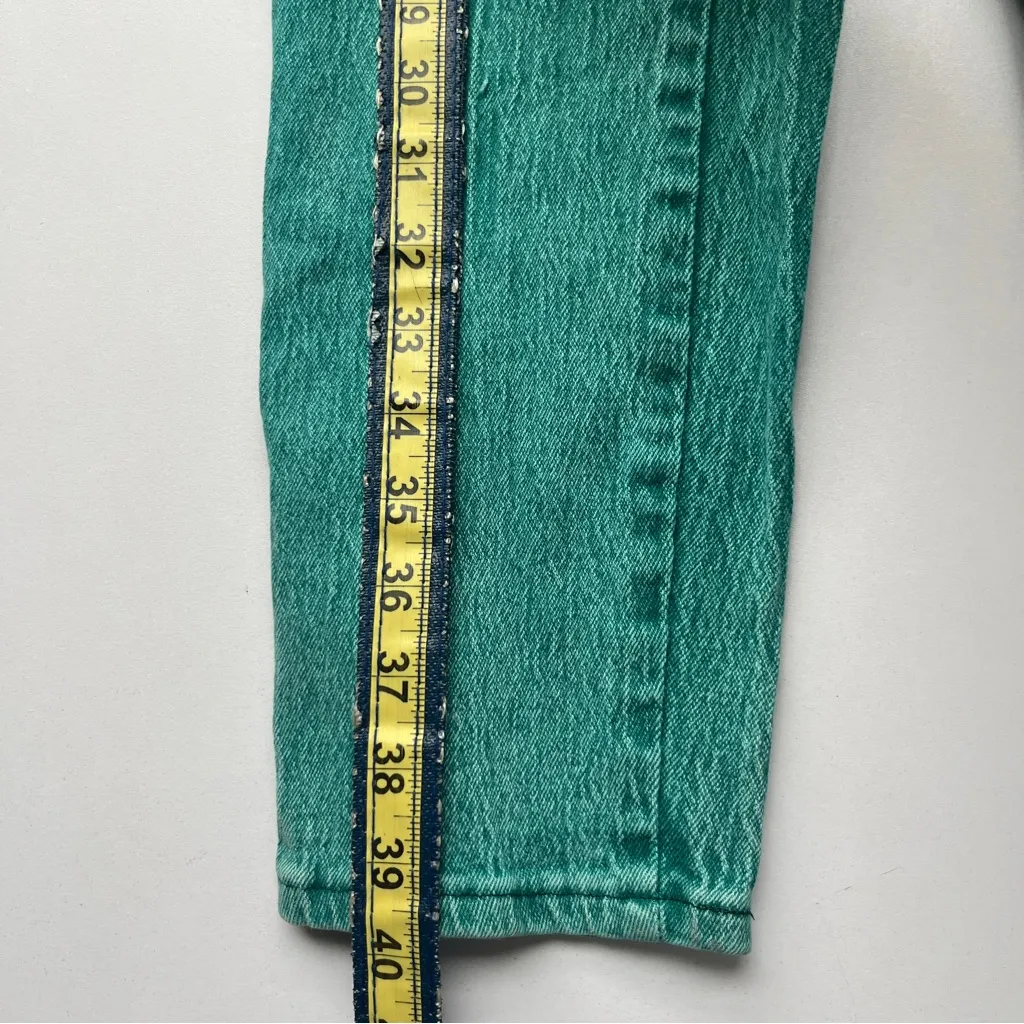 Vintage Women's Teal Straight Leg Jeans - Image 9