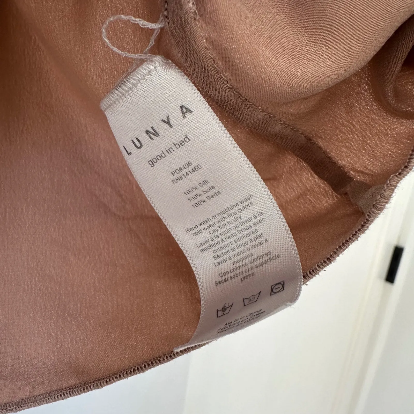 Lunya Washable Silk Tulip Tank Top‎ Sleepwear Delicate Pink Womens Size S Tan - Image 3