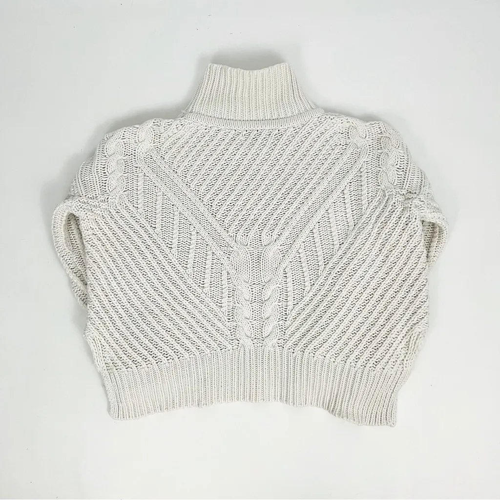 525 America Cable-Knit Mock Neck Pullover Sweater in Ivory | Size S - Image 8