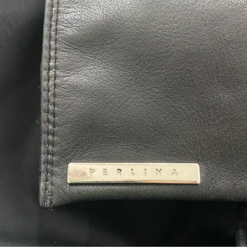 Vintage  Black Nylon & Leather Buckle Accent Drawstring Backpack - Image 14