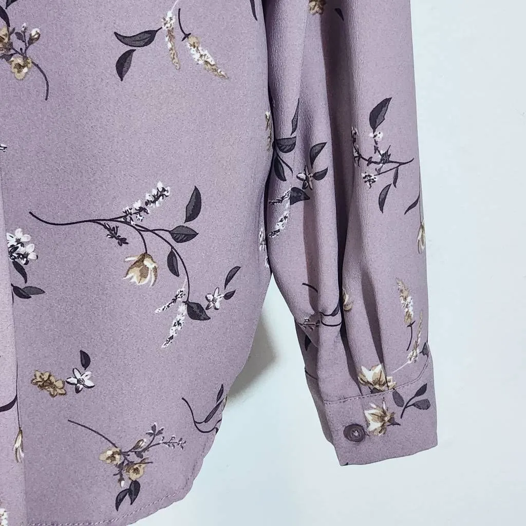 Hilary Radley Light Purple Floral Blouse Size Medium Mauve Floral Top - Image 7