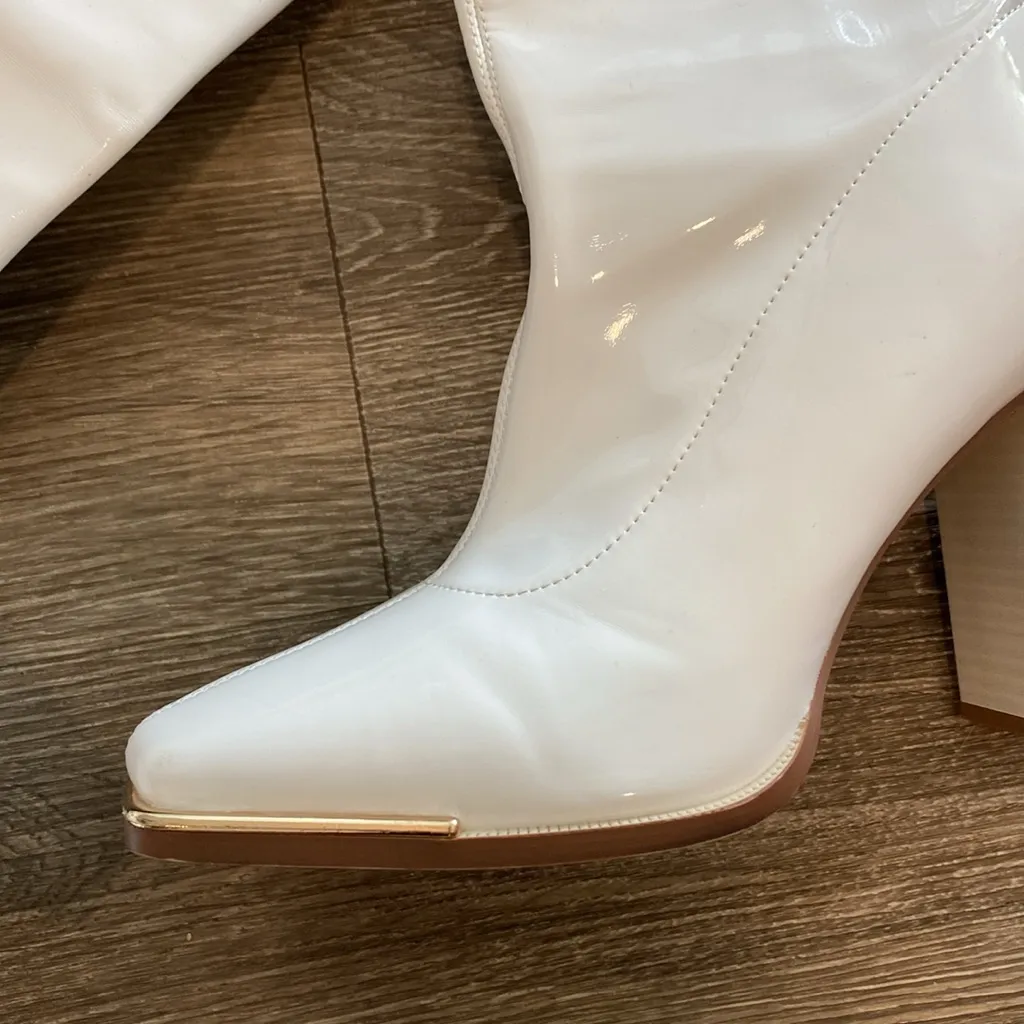 Dream Pairs festival cosplay white gogo boots mid calf patent 8 - Image 2