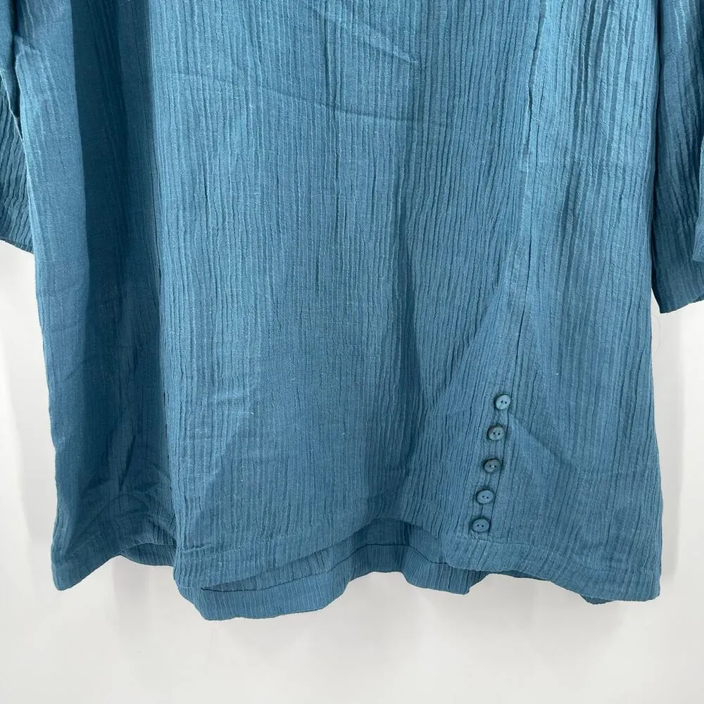 Soft Surroundings Tunic Top Size Large NWOT Oceo Gauze Mallard Blue 3/4 Sleeve - Image 9