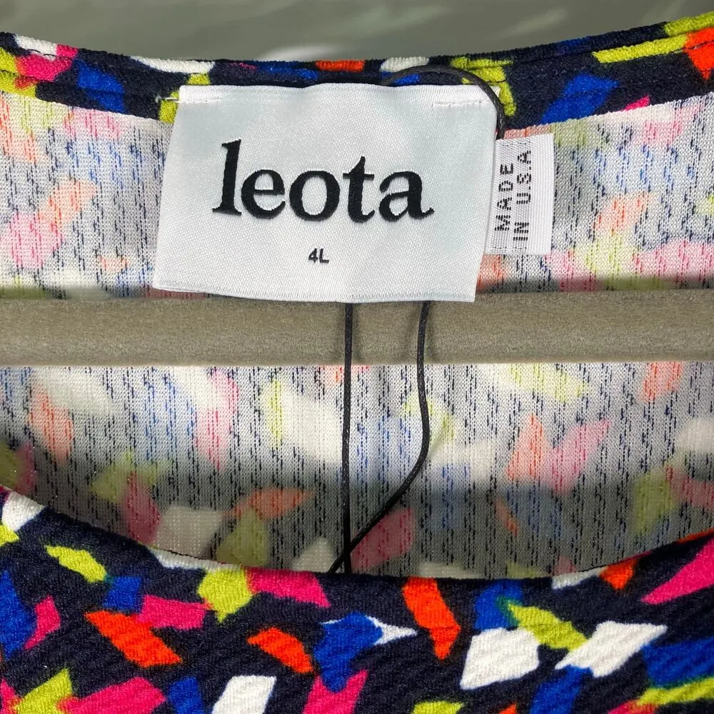 Leota Ava Sleeveless Dress Fiesta Confetti Print Size 4L Made in USA Fit & Flare - Image 4