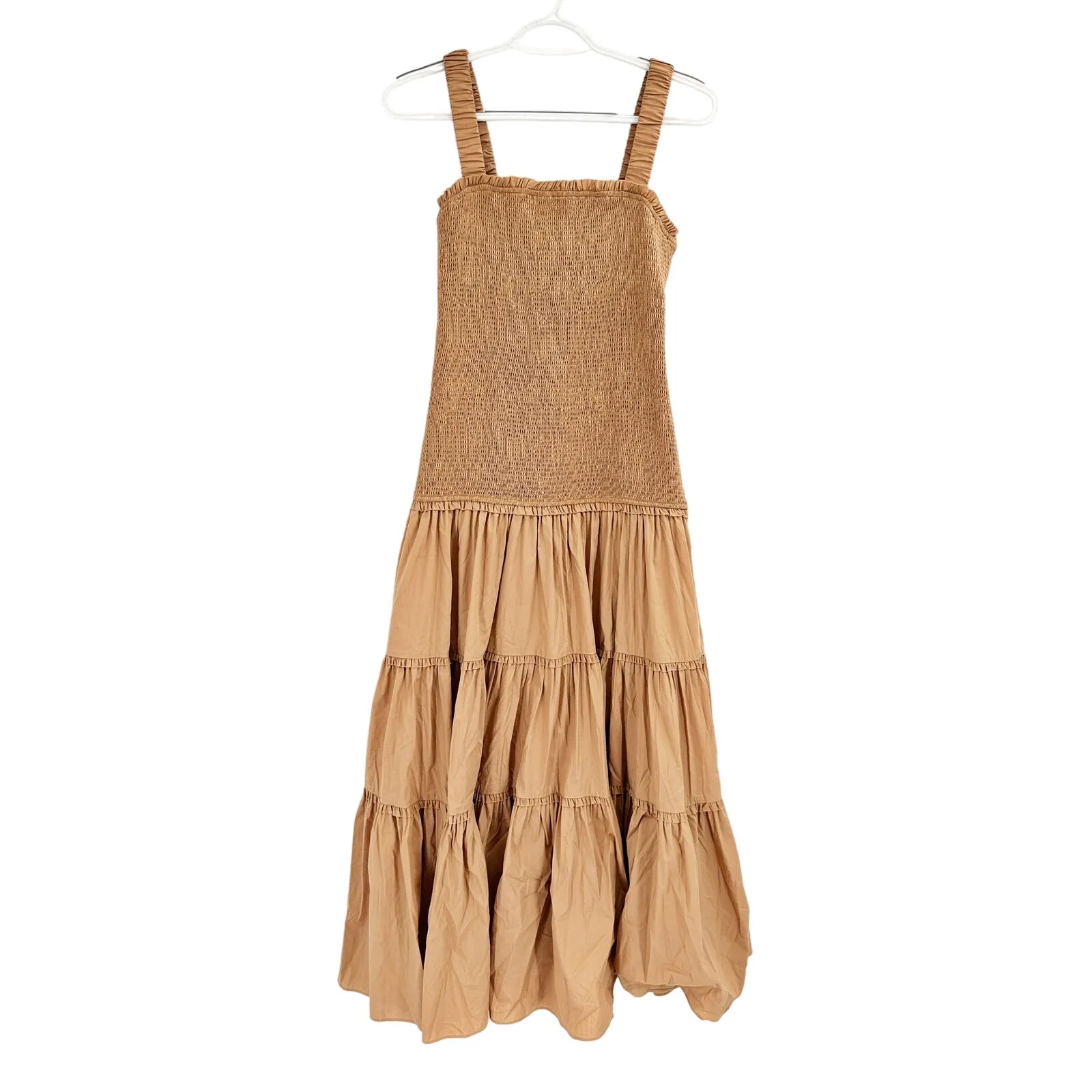 Cinq a Sept Rina Smocked Midi Dress in Sahara Tan 6 - Image 2