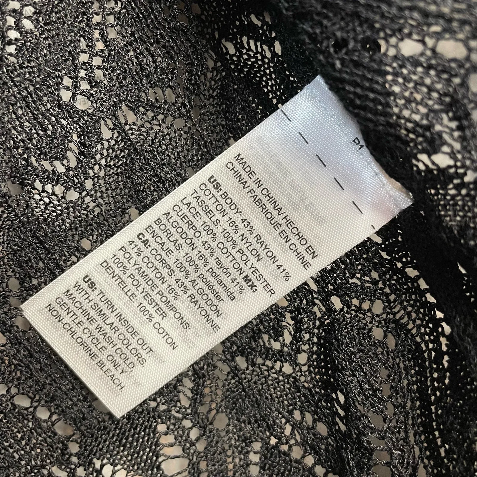 Chicos Tassel Trim Crochet Open Black Boho Cardigan Sweater Lightweight 0 S new - Image 12