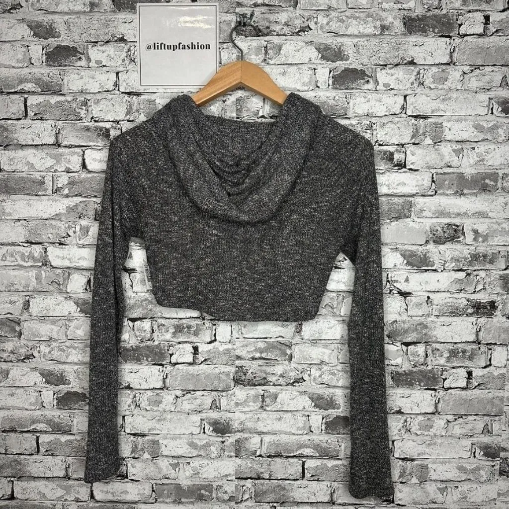 EUC Gymshark Women's Slounge Knit Crop Top Hoodie Grey Size XS Loungewear - Image 7