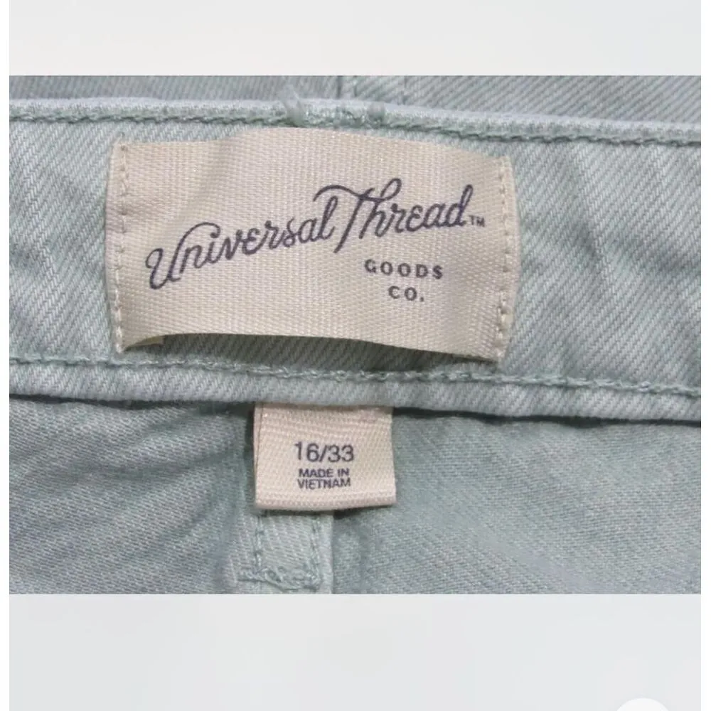 Women's High-Rise Vintage Midi Jean Shorts - Universal Thread Mint Green Size 16 - Image 3