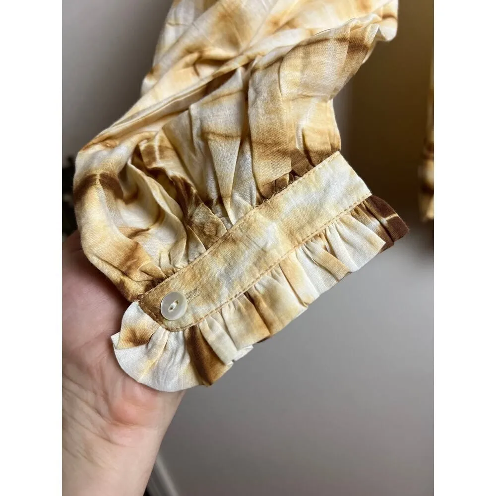 Alix of Bohemia Poet Blouse in Sunrise Shibori NWT Sz. M Gold Size M - Image 8