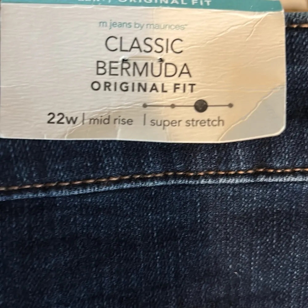 M Jeans By Maurice’s Classic Bermuda Shorts 22W Original Fit Stretch Dark Wash - Image 5