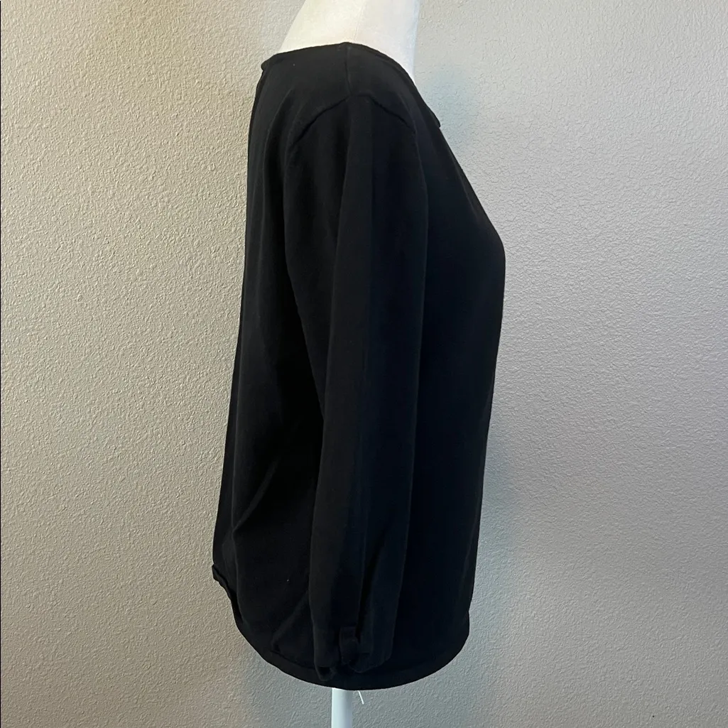 Coldwater Creek Lightweight Squareneck 3/4 Sleeve Knit Top Black Size Medium - Image 2