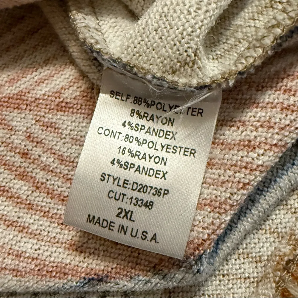 Oddy Leaf Pattern Long Sleeve dress Blue Size 2X - Image 6