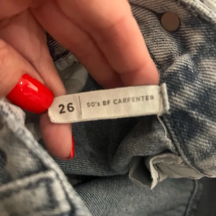 PACSUN 90’s BF Carpenter Jeans Smiley and Flower Design Baggy Split Seam Size 26 - Image 5