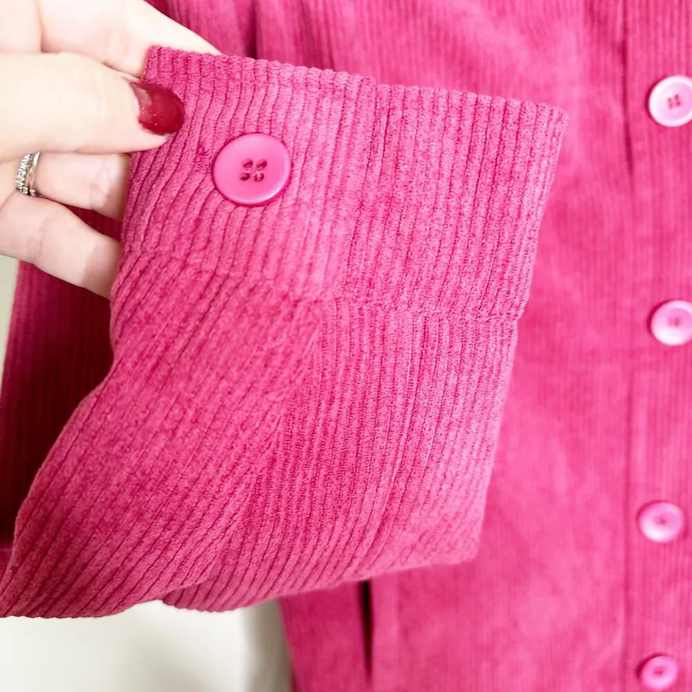 Avec Les Filles Womens Jacket Shirt Shacket Button Front Corduroy Pink Size XS - Image 4