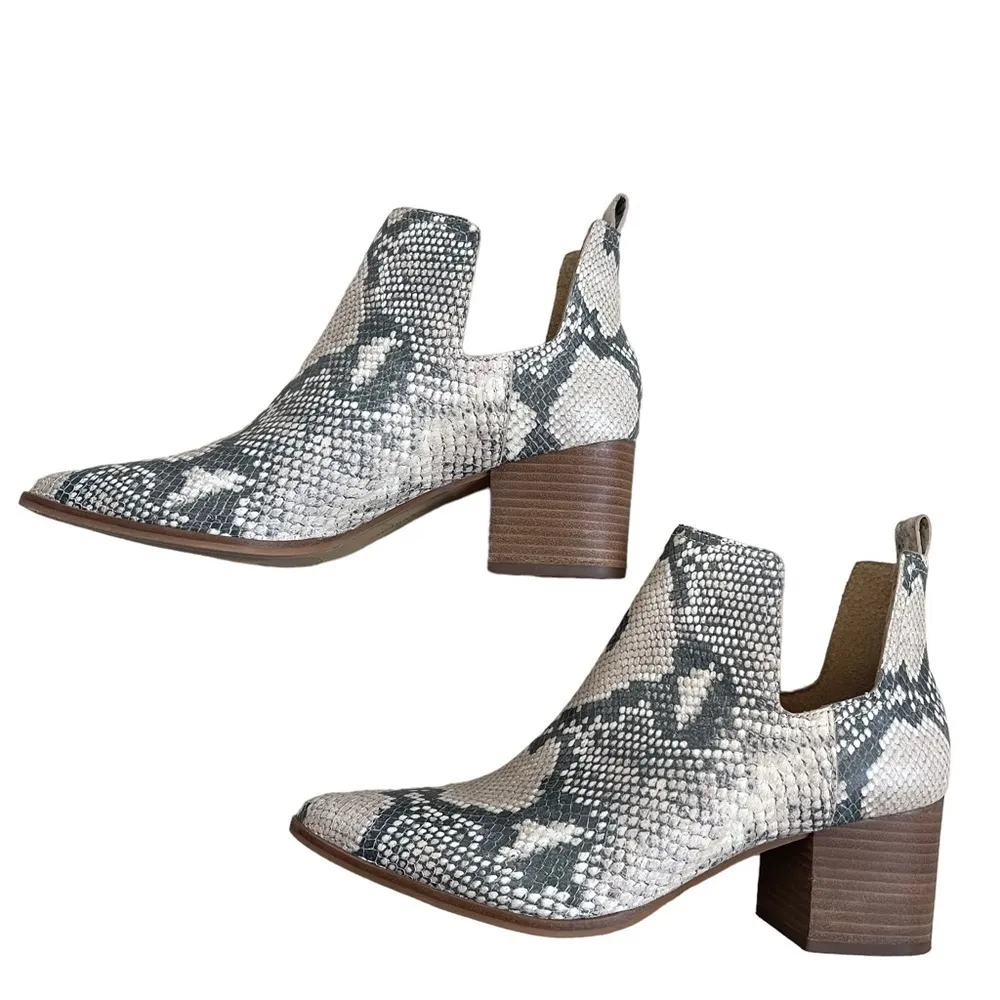 Lucky Brand Jabilo Snake Print Leather Block Heel Western Booties Size 9.5 - Image 8