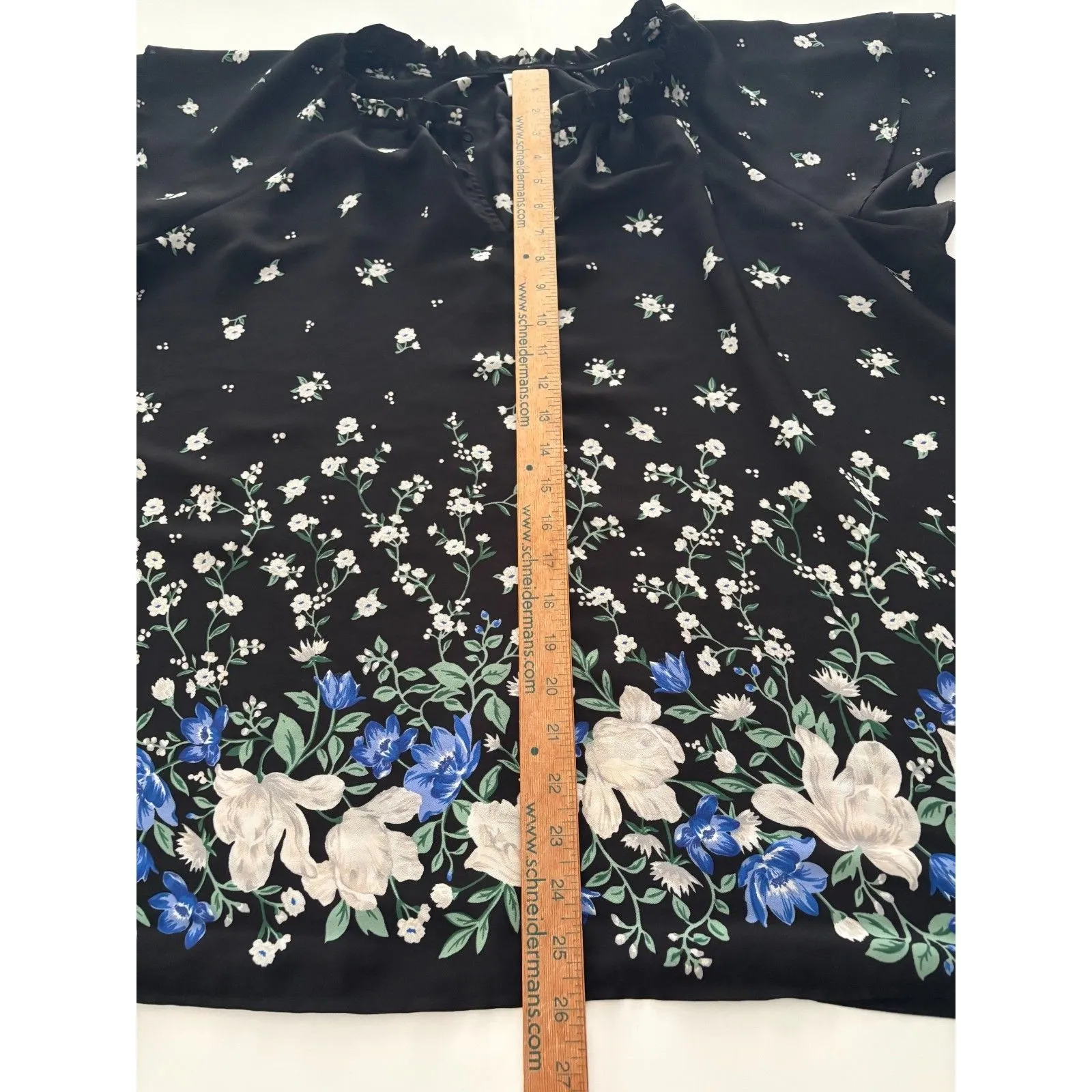 Old Navy Top XXL Black Floral Flutter Sleeve Lightweight Whimsigoth Fairy - Image 9