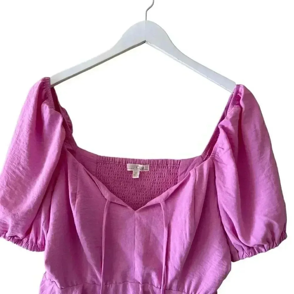 Nine Britton Rosette Ruffle Hem Puff Sleeve Women’s Blouse Peplum SZ M # 1898 - Image 2