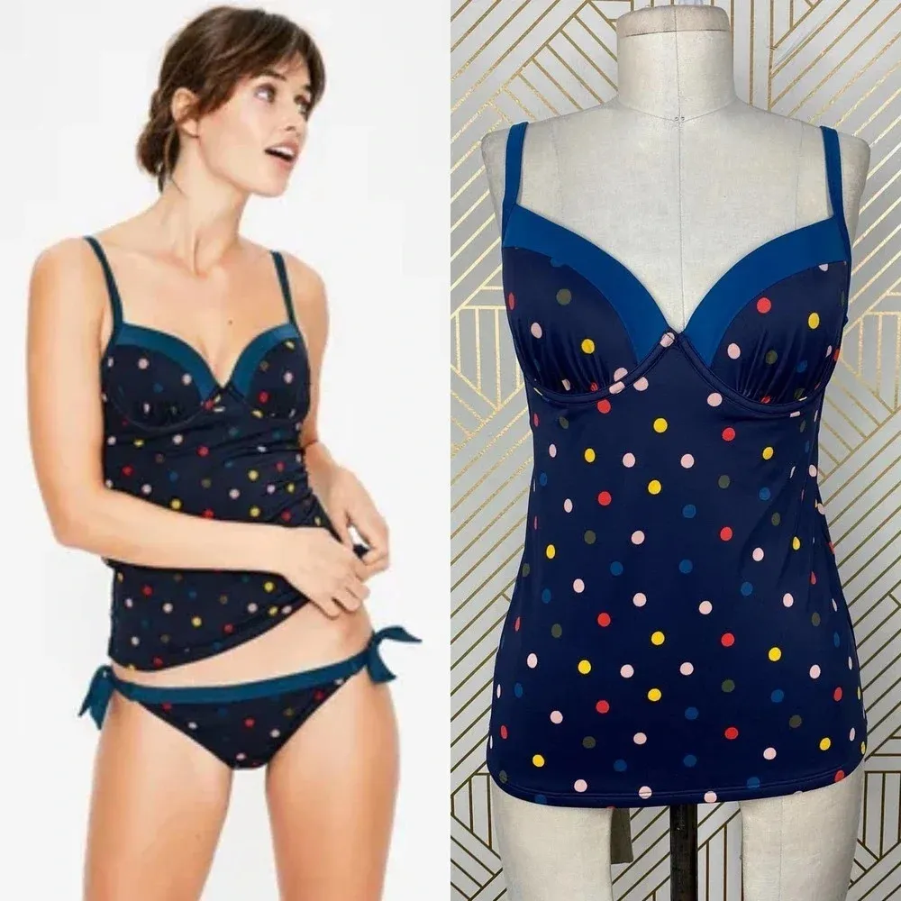 Boden Milos Cup‎ Size Tankini Top Navy Spot Blue - Image 2