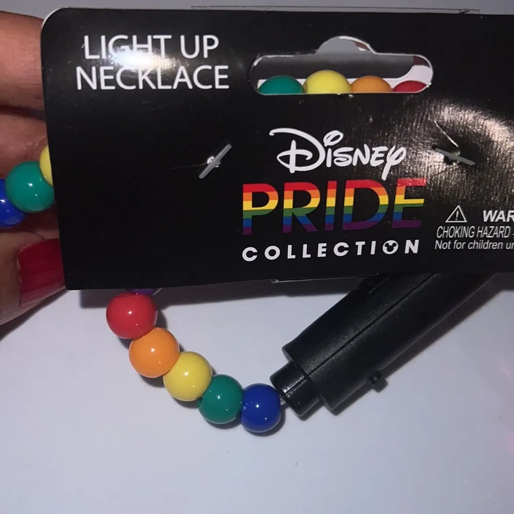 New- Disney Light Up Necklace Mickey Mouse Icon Shaped Beads Rainbow Pride Co… - Image 4