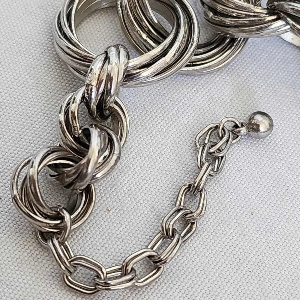 Vintage Silver Chunky Multi Circle Link Bracelet - Image 5