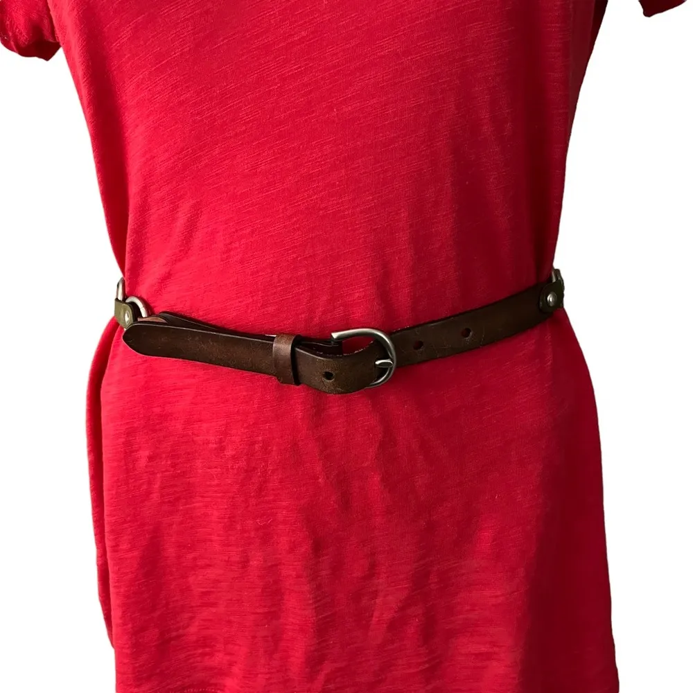 Multi color O Ring Grommet and Leather Belt, Sz M - Image 6