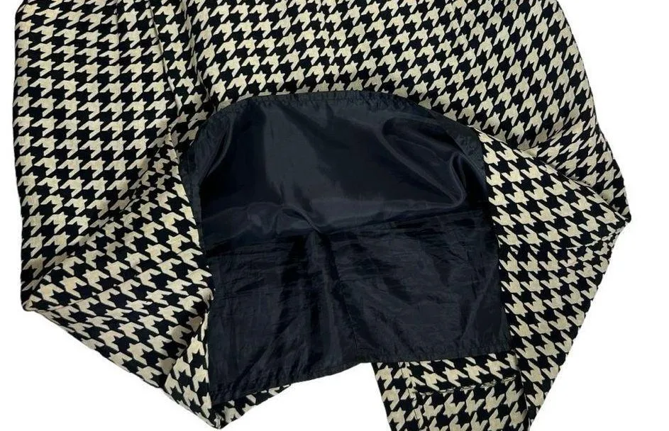 Vintage 80’s Platinum Dorothy Schoelen Retro Houndstooth 2PC Skirt Suit Black Size M - Image 11