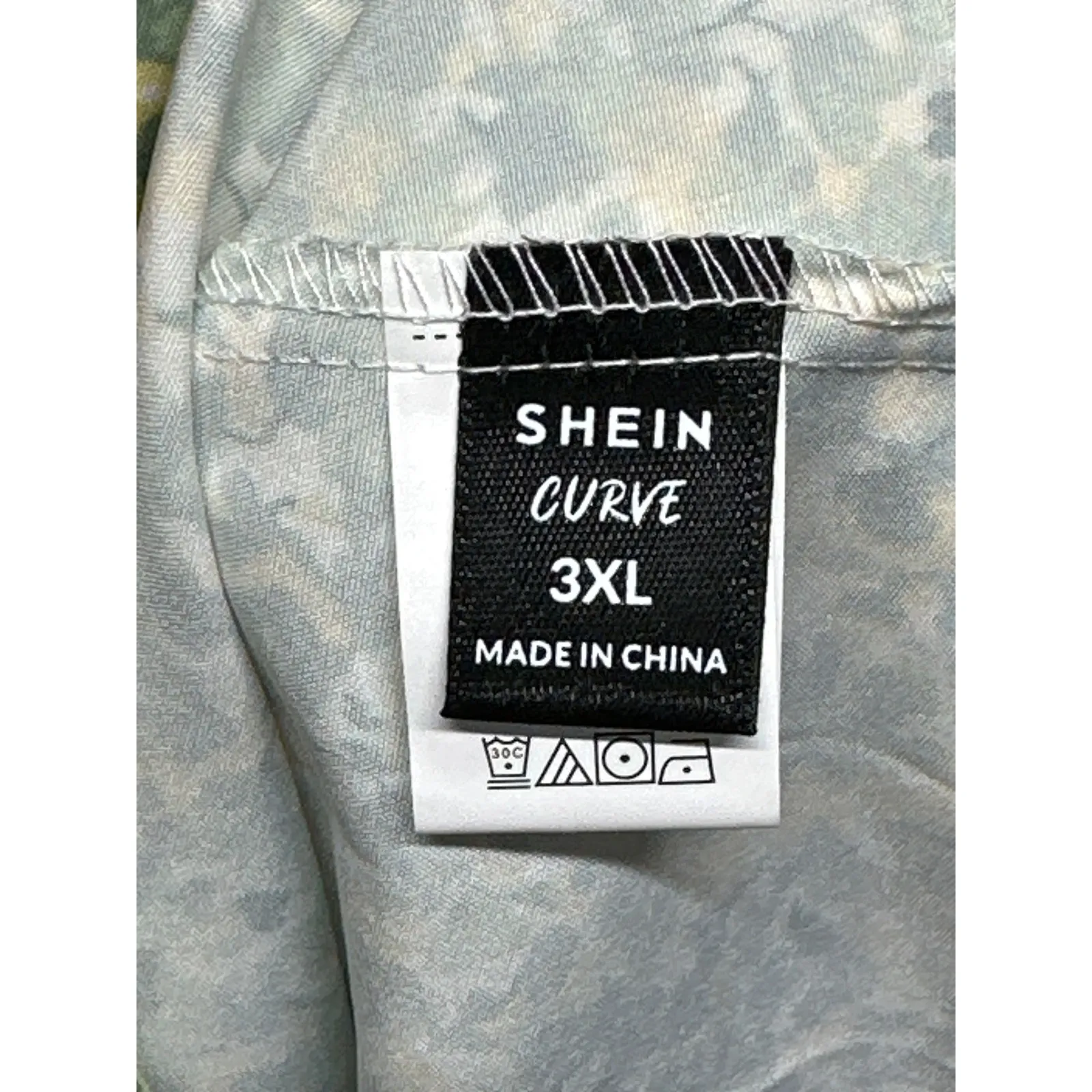 SHEIN CURVE Floral Print Square Neck Smocked Puff Sleeve Midi Dress 3XL Green Size undefined - Image 4