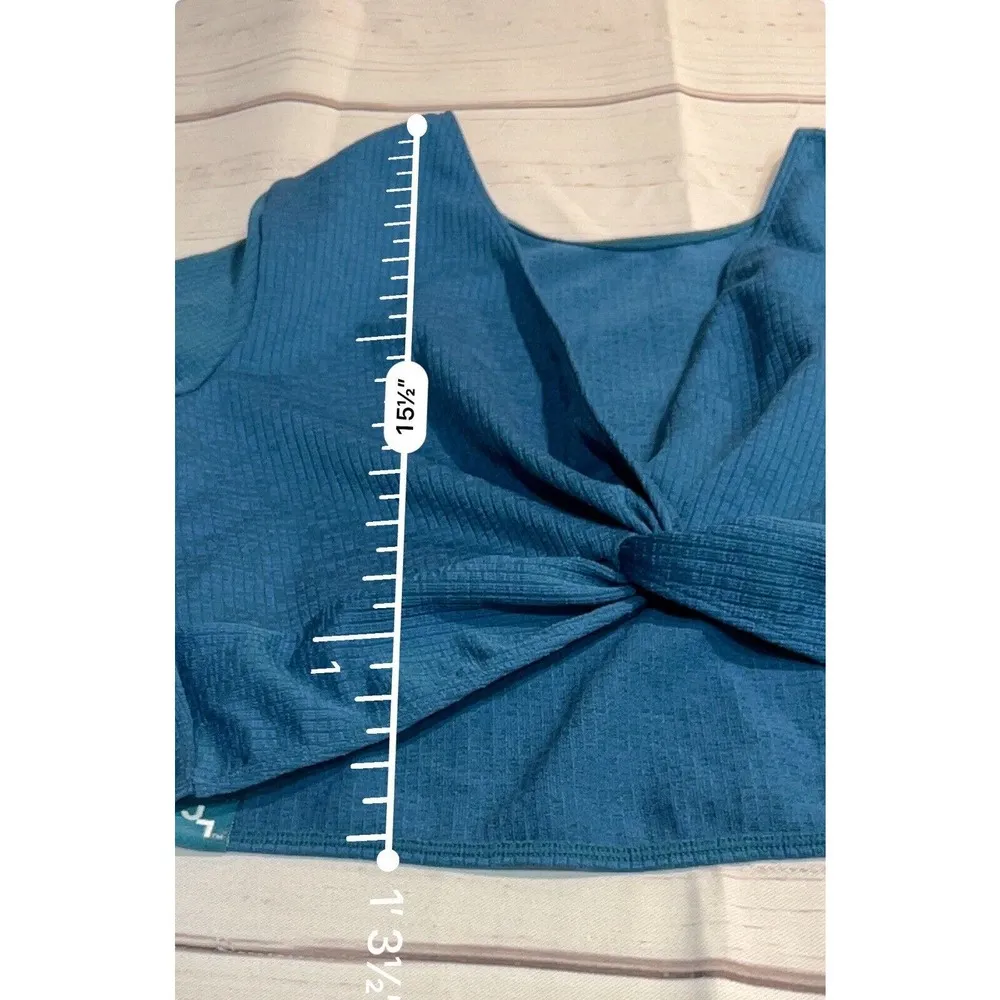 JoyLab Long Sleeeve Crop Twist Front Athletic Top Blue XL NEW - Image 7