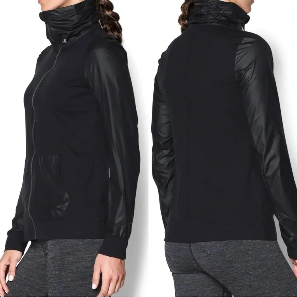 Under Armour Women’s Fitness Sweatshirt Studio Essential Jacket Full Zip Black M - Image 2