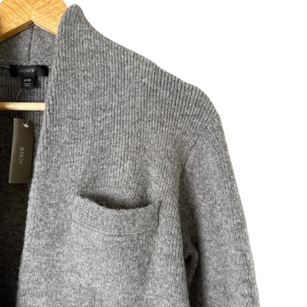 NWT J.Crew Cocoon Sweater Blazer Wool Merino Alpaca in‎ Light Gray, Size XS Gray - Image 5