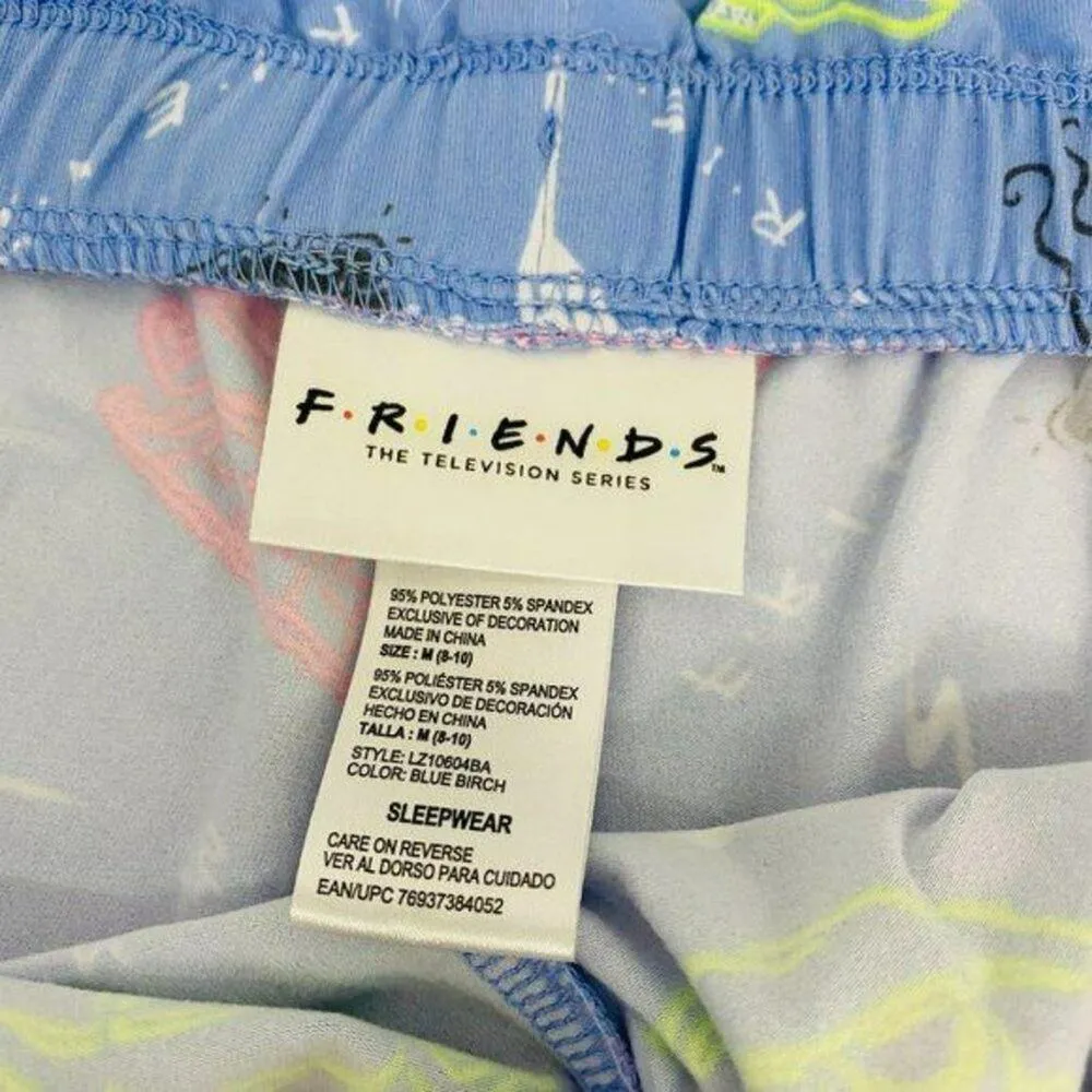Friends TV Relaxed Fit Pajama Shorts Lounge Womens Medium Blue - Image 7