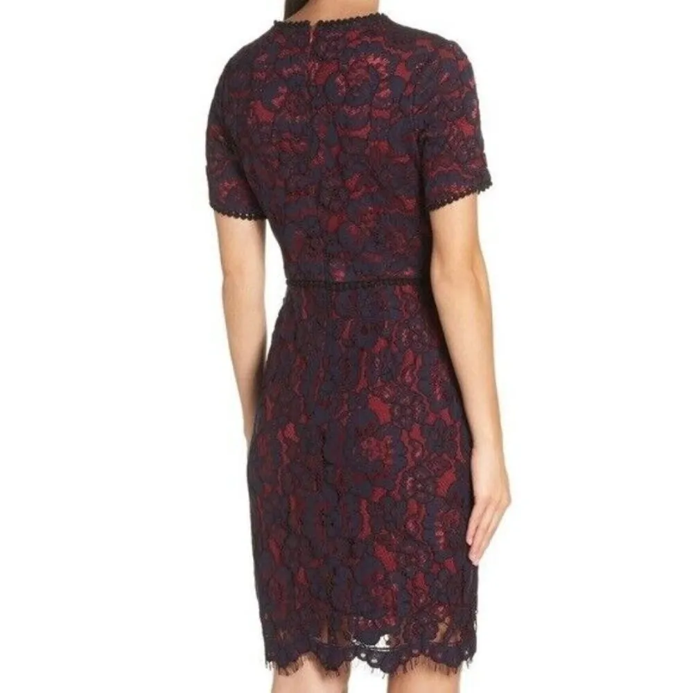 NWT Charles Henry Nordstrom Lace Sheath Dress Navy and Red size XS - Image 2
