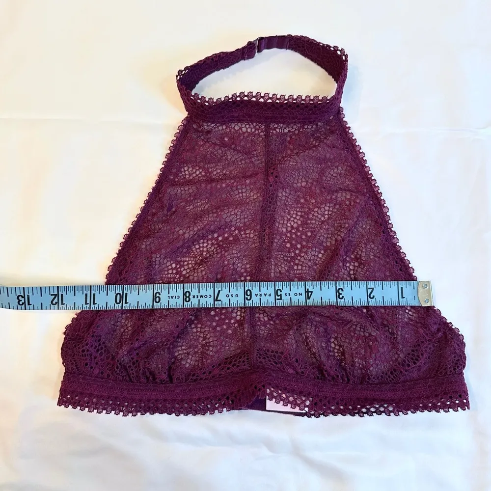 NWT  Taylor Hill High Neck Sheer Lace Bralette - Burgundy - S - Image 10