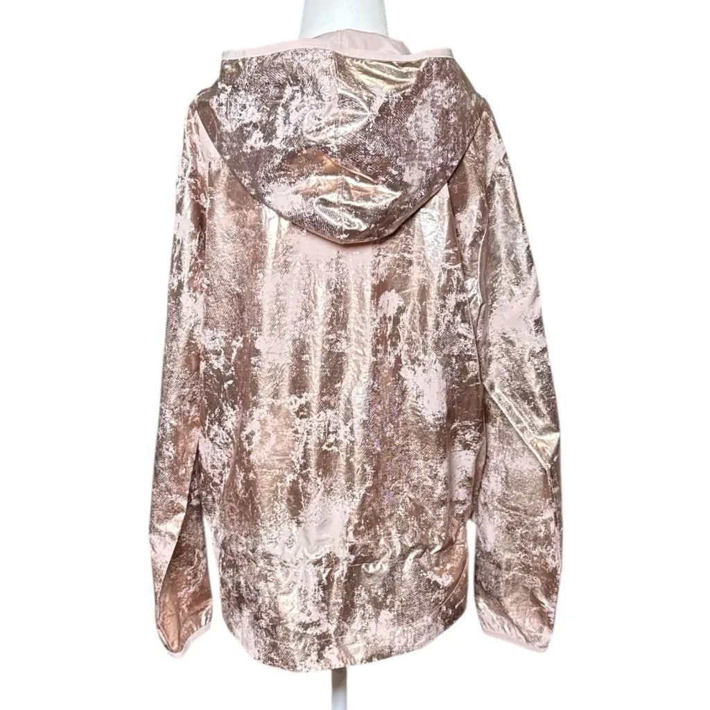 Nike Air Running Light Hoodie Jacket Womens Sz M Pink Metallic Foil Windbreaker - Image 6
