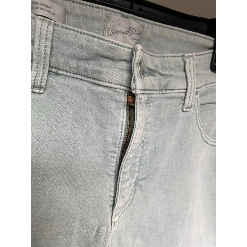 Universal Thread Mid-Rise Skinny Jeans Pale Aqua Sz 12/31S Pastel Preppy Classic - Image 5