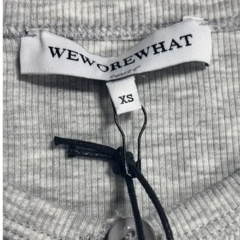 NWT Weworewhat Longsleeve Crewneck Henley Bodysuit Buttons XS Heather Grey #3550 - Image 11