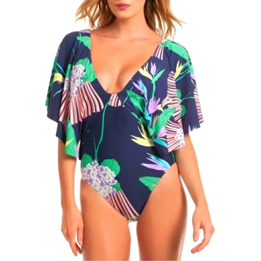TRINA‎ TURK Seychelles Flutter Sleeve One Piece Swimsuit size 10 - Image 2