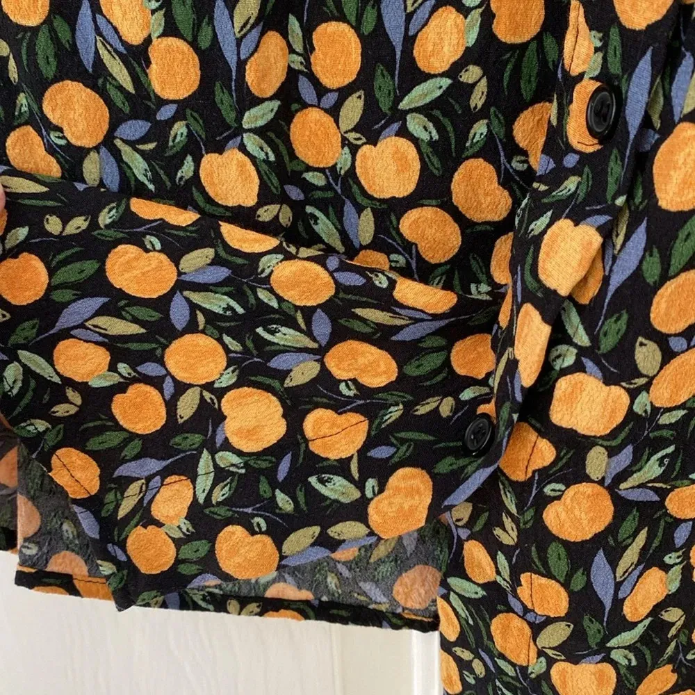 & Other Stories Tie Shoulder Mini Dress Oranges Print‎ Floral Tropical Size 6 - Image 11