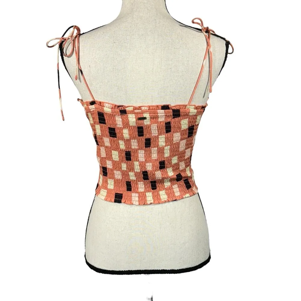 O’Neill Small Laura Cropped Tank Top Geometric Tie Spaghetti Straps Lightweight - Image 4