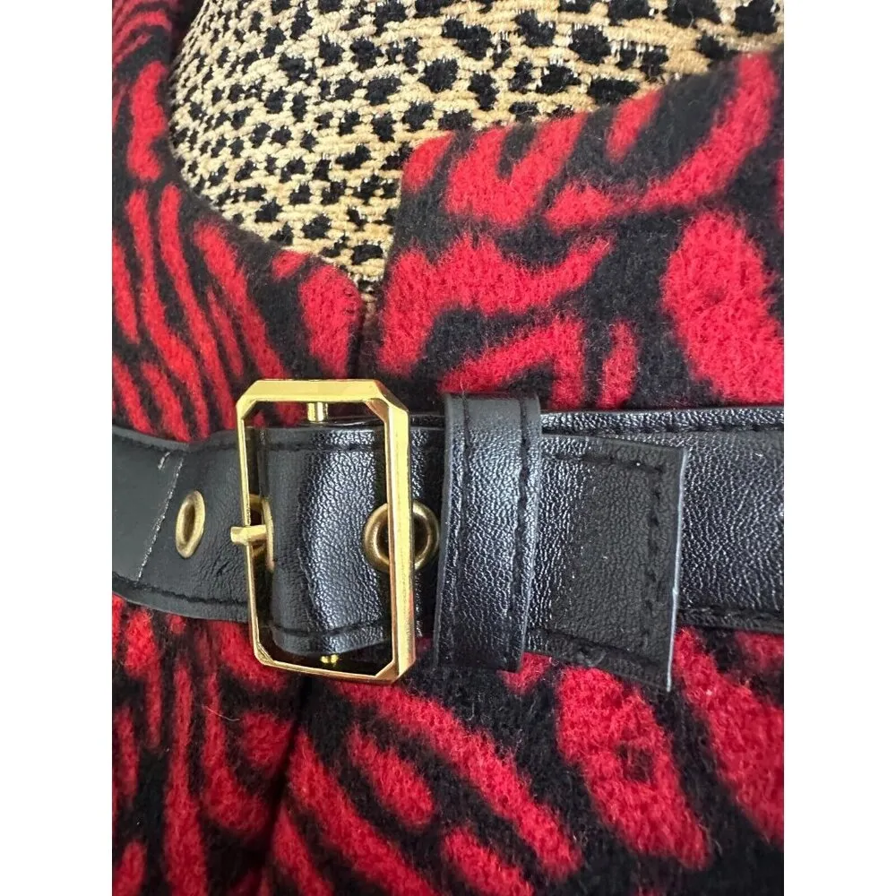Vintage Focus 2000 Large/XL Cape Jacket Womens Animal Print Red Black Wool Blend Size undefined - Image 16