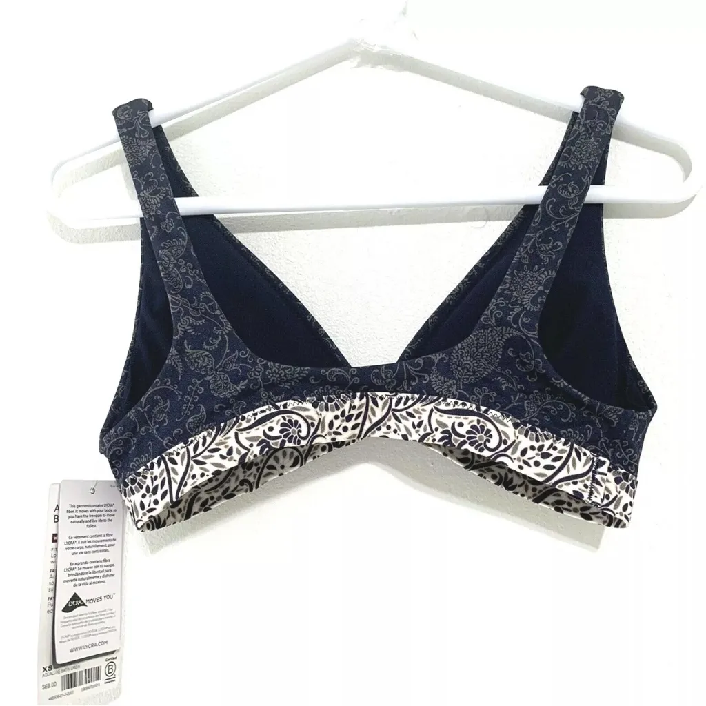 NWT Athleta Navy Blue & White Bikini Top - Size Large - Image 4