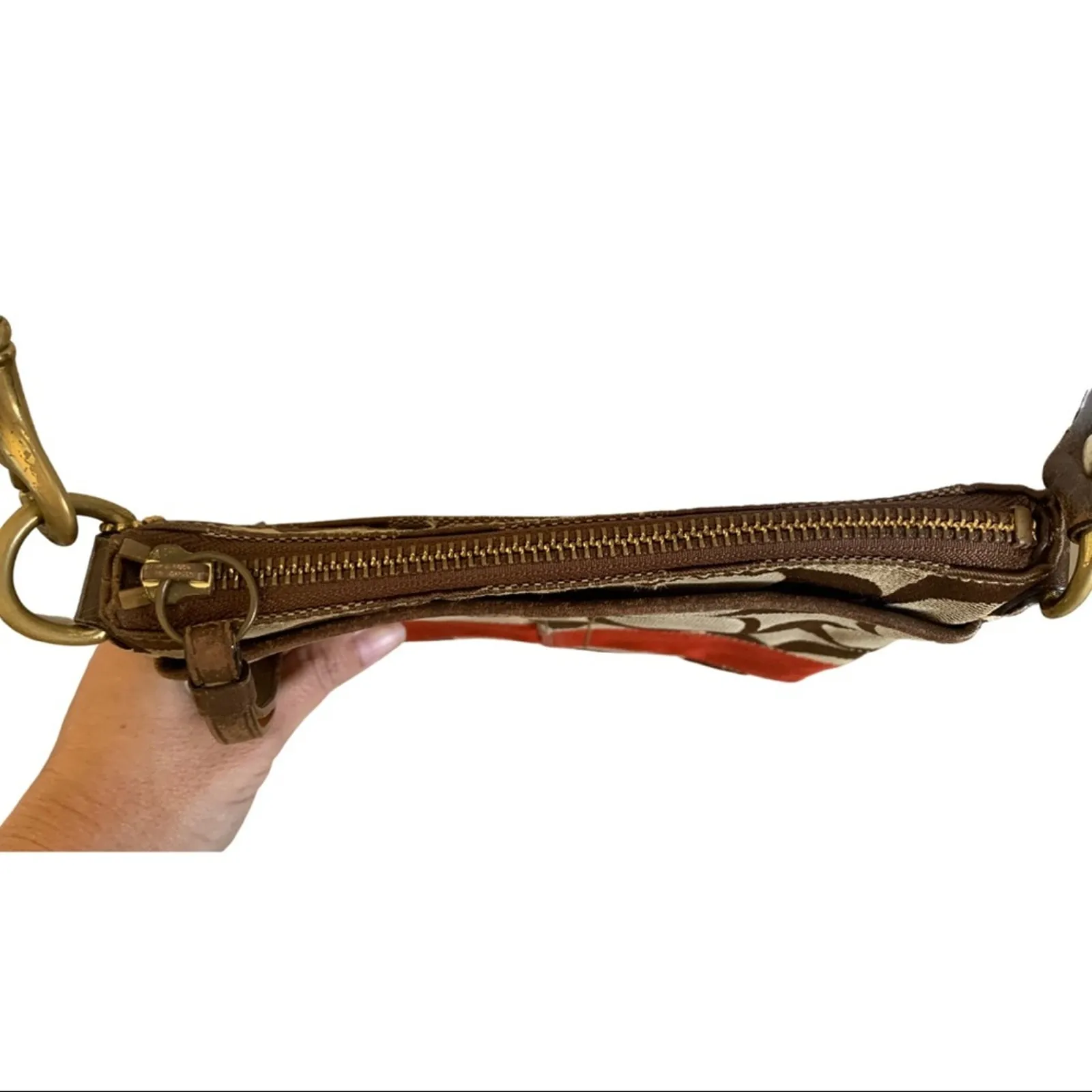 Coach CC Signature Brown Orange Crossbody Purse 10129 - Image 4