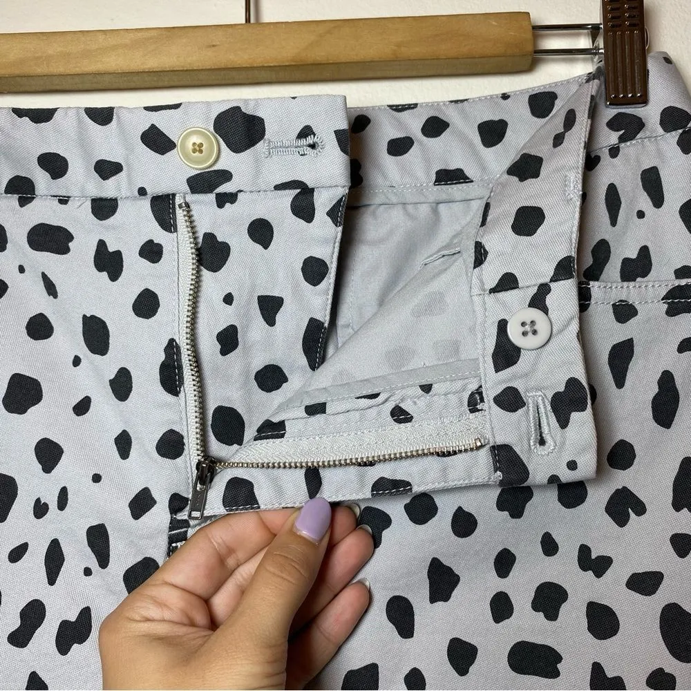 ATM NEW Leopard Animal Print Distressed Hem Mini Skirt Pale Silver Gray Sz 8 Black - Image 8