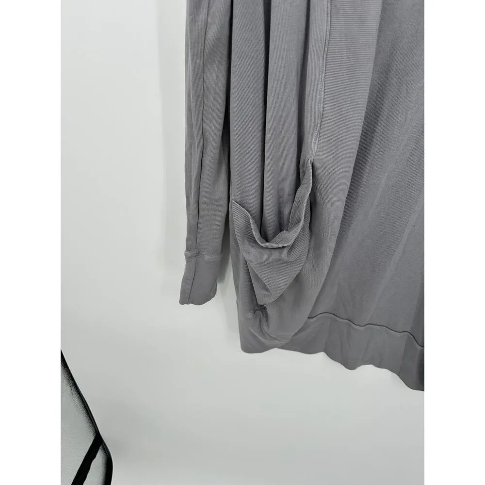 PJ Harlow Women Small Amelia Grey Open Front Cardigan Sweater Rayon Satin Blend - Image 3