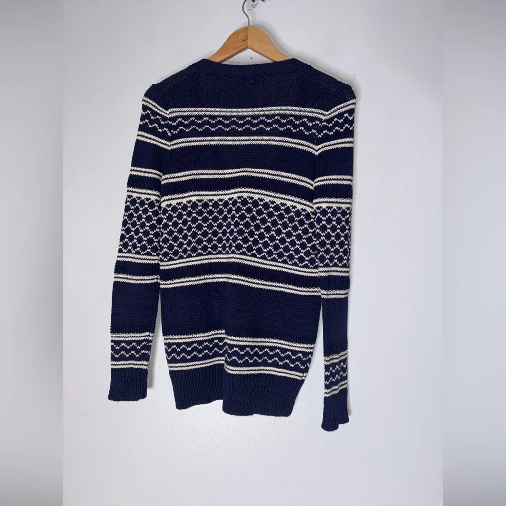 Madewell Stitchway Knit Navy Blue Stripe Cardigan Sweater Women Size XS‎ - Image 2