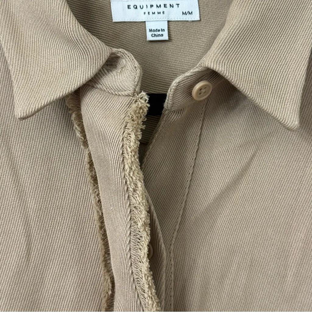 {M} Equipment Femme Camel Beige Collared Button Down Shirt - Image 4