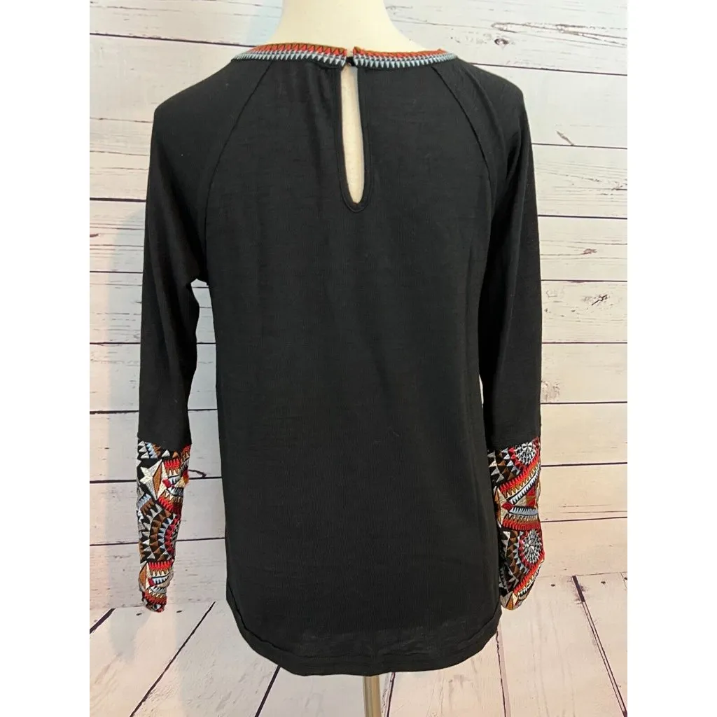 Miss Me Blouse Small Aztec Western‎ Boho Hippie Shirt Peasant Embroidered blouse - Image 3